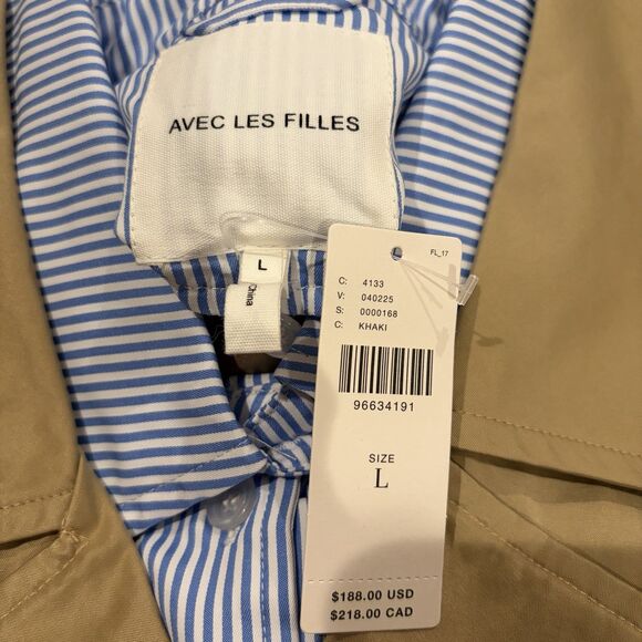 NWT Anthropologie Avec Les Filles Poplin Shirting Belted Trench Coat Women Large - Picture 11 of 13